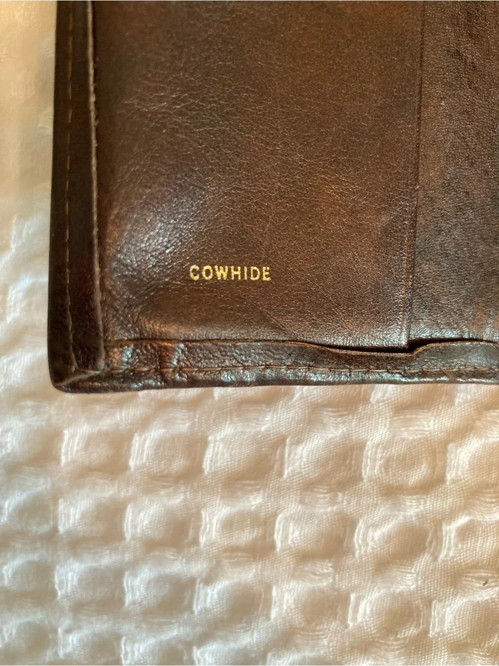 VTG ROLFS COWHIDE Brown Leather Tri Fold Wallet with ID Window